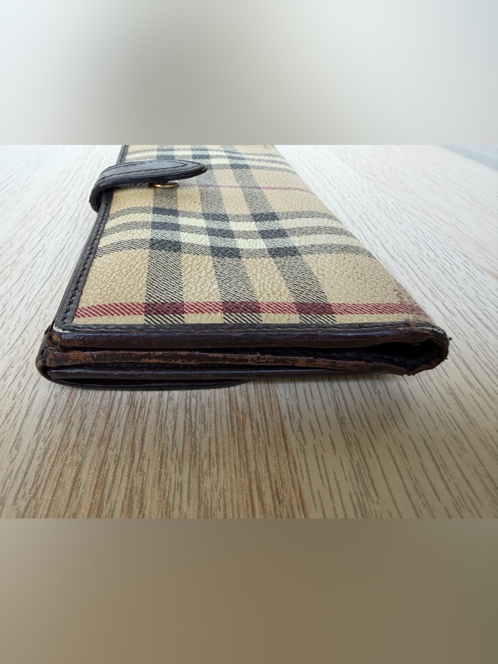 Authentic Burberry Haymarket Check Continental Wallet Brown Leather - Picture 4 of 16